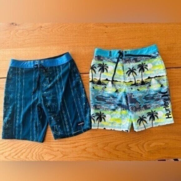 BUNDLE of 4! New Hurley Board Shorts Volcom Swim trunks Quicksilver Boys sz 14 - Picture 2 of 16